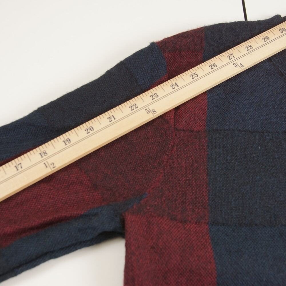 Uniqlo U Crew Neck Check 100% Wool Pullover Red Blue Sweater Mens Sz S - Picture 5 of 7